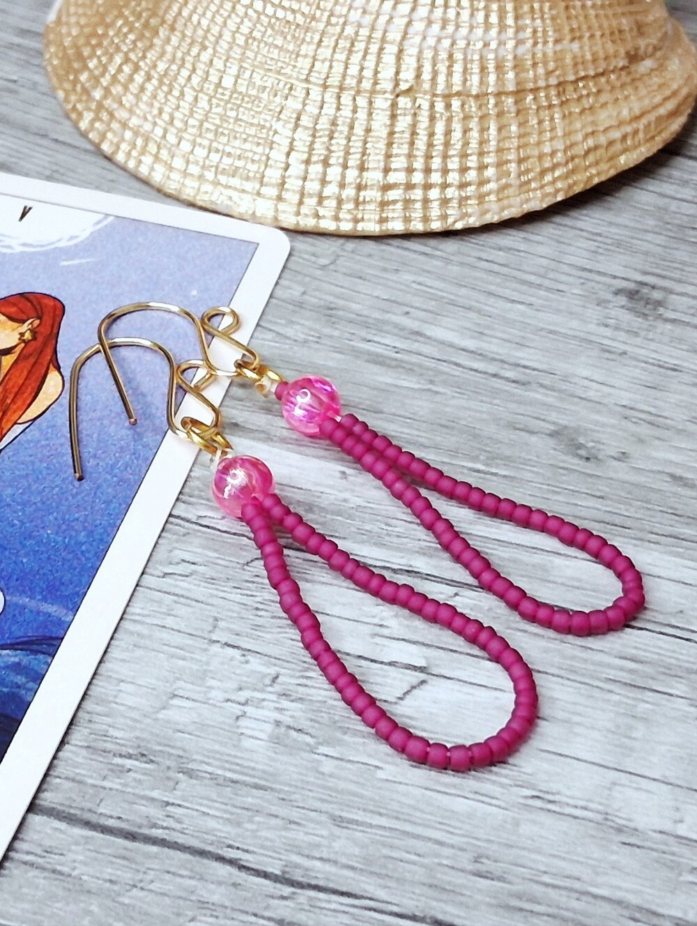 BOGO EARRINGS Chic Fuchsia Beaded Drop Earrings